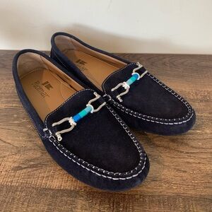 Riomar Moccasin Womens 9 Navy Suede Deck Driver Italian Driving Shoe Loafers